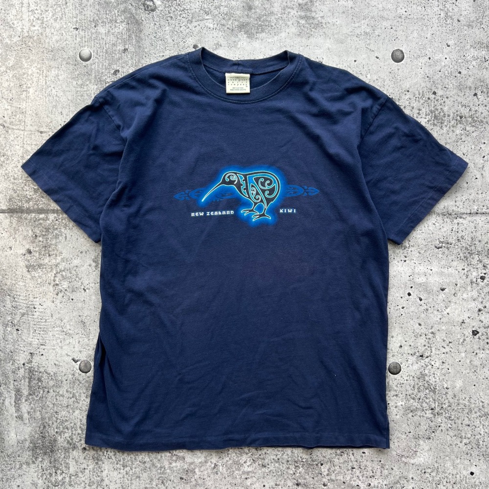 Vintage Kiwi T-Shirt Men XL Navy Blue Maori Tribal New Zealand Souvenir Bird Y2K